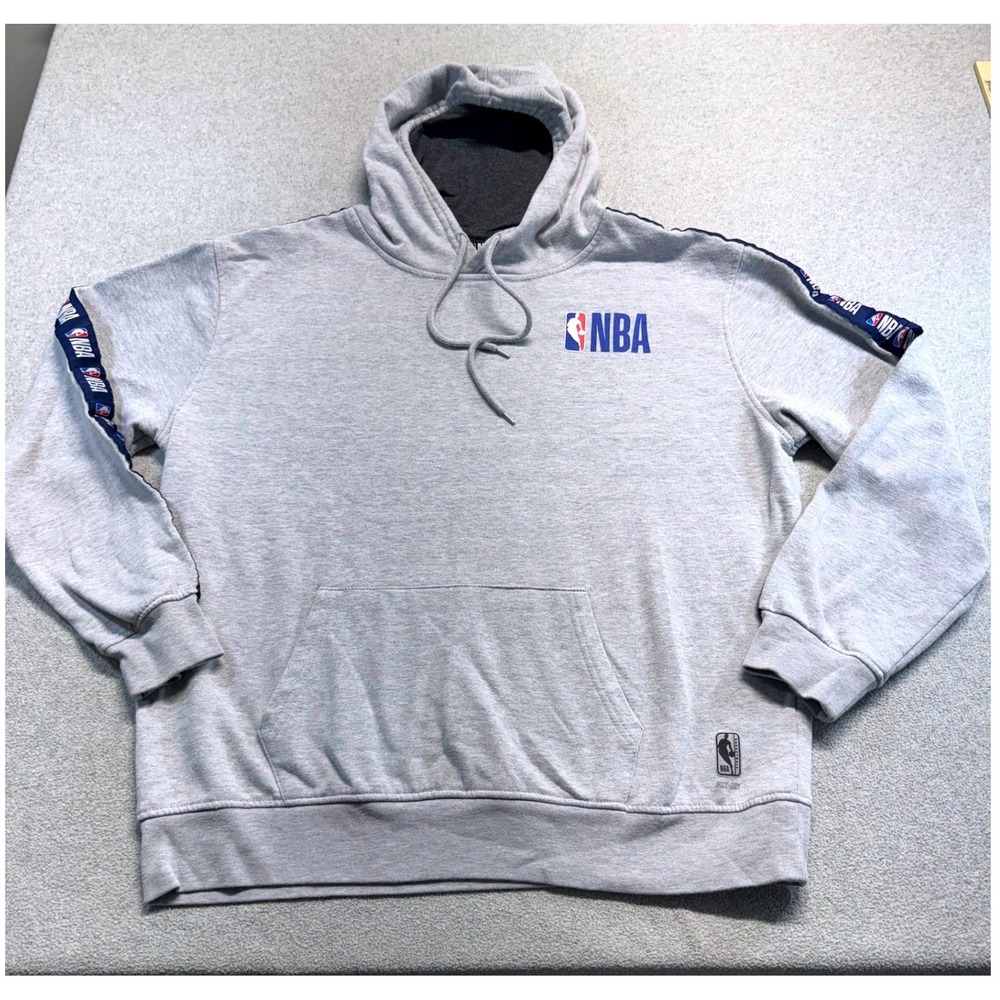 NBA Mens XL Hoodie Logo Tape Sleeve Pullover Basketball Sweatshirt Streetwear